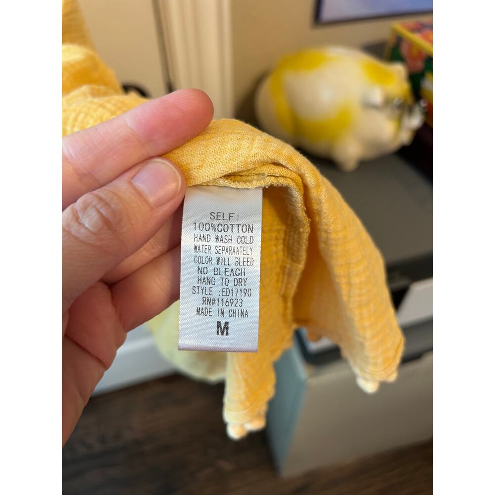 Yellow Slub Cotton Dress Size Medium - Picture 3 of 5
